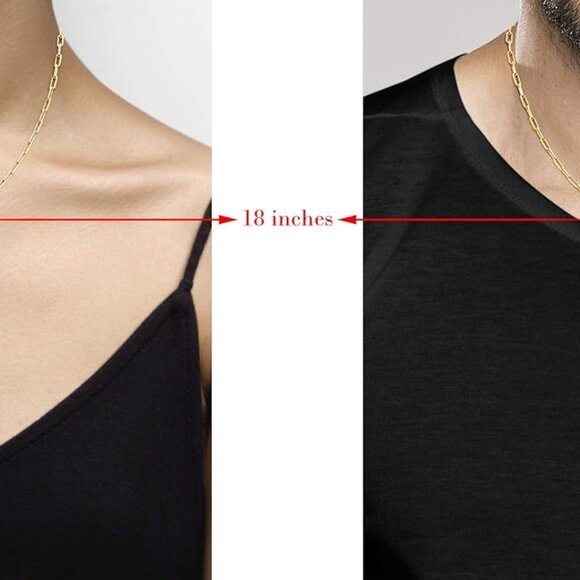 Italian Solid 925 Sterling Silver, 18Kt Gold Plated 3mm Paperclip Link Chain Nec - Picture 4 of 6